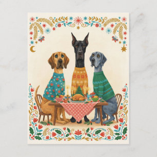 Notizkarten Great Dane Weihnachtstisch  Feiertagskarte