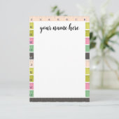 Notizkarten mit personalisiertem Nähband Dankeskarte (Stehend Vorderseite)