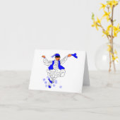 Notizkartenleere im griechischen Evzone Karte (Gelbe Blume)