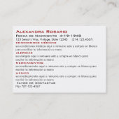 Notkarten Visitenkarte (Rückseite)