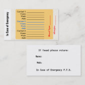 Notkontakt-Geldbeutel-Karten Telefonnummerkarte (Vorne/Hinten)