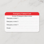 Notkontakt Telefonnummerkarte (Rückseite)