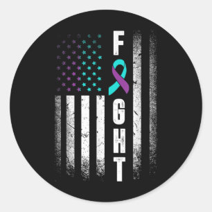 Notlage Amerikanische Flagge Kampf Suizidpräventio Runder Aufkleber