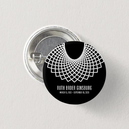 Notorische RBG Collar Memorial-Schaltfläche Button (Vorne & Hinten)