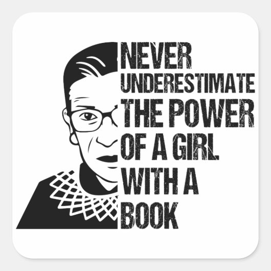 Notorisches RBG, nie unterschätztes Mädchen mit ei Quadratischer Aufkleber (Vorderseite)