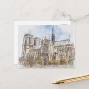 Notre-Dame-Aquarell-Druck, Kathedrale von Paris Ku Feiertagspostkarte