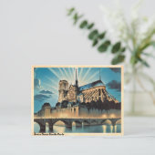 Notre Dame Castle Paris Vintage Postkarte (Stehend Vorderseite)