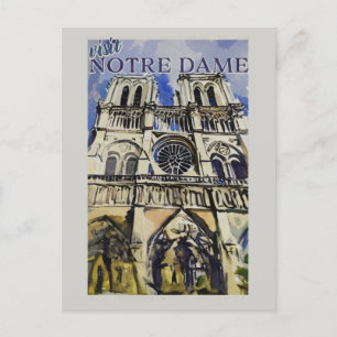 Notre Dame Cathedral Paris - Frankreich Vintag Postkarte