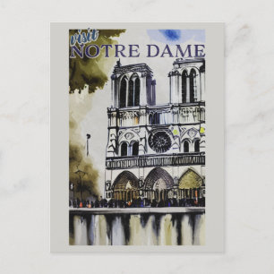 Notre Dame Cathedral Paris - Frankreich Vintag Postkarte