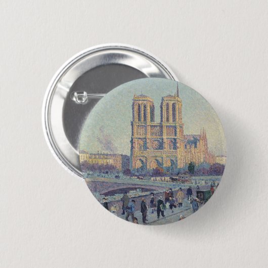 Notre Dame Cathedral Paris - Klassische Malerei Button (Vorne & Hinten)