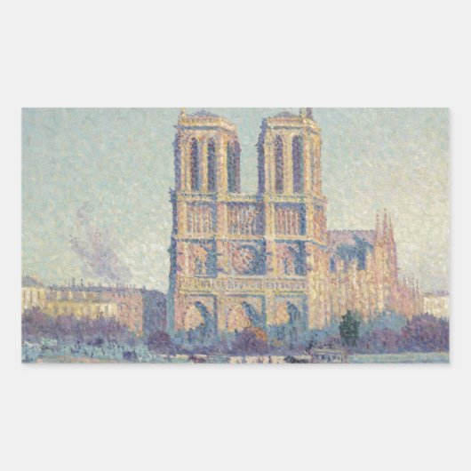Notre Dame Cathedral Paris - Klassische Malerei Rechteckiger Aufkleber (Vorderseite)