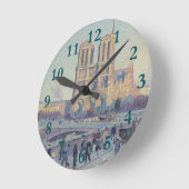 Notre Dame Cathedral Paris - Klassische Malerei Runde Wanduhr (Winkel)