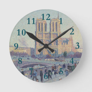 Notre Dame Cathedral Paris - Klassische Malerei Runde Wanduhr