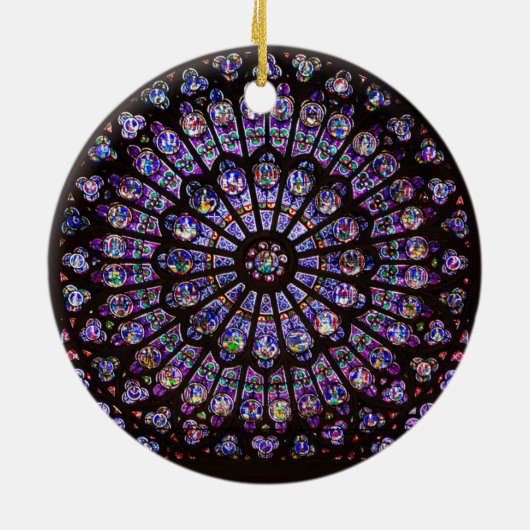 Notre Dame Cathedral Paris Rose Window Keramik Ornament (Hinten)