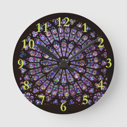 Notre Dame Cathedral Paris Rose Window Runde Wanduhr (Vorderseite)