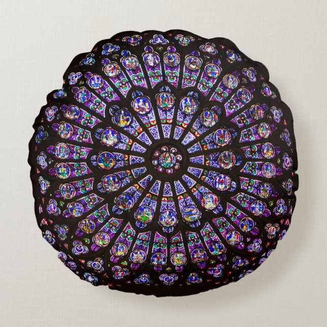 Notre Dame Cathedral Paris Rose Window Rundes Kissen (Vorderseite)