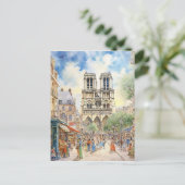 Notre Dame Cathedral Pariser Szene Kunst Postkarte (Stehend Vorderseite)