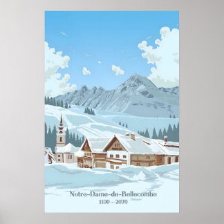Notre Dame de Bellecombe Skigebiet Reiseplakat Poster