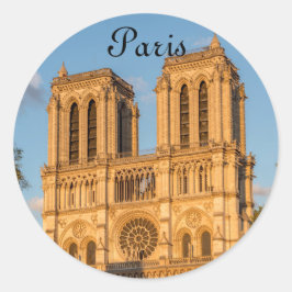 Notre Dame de Paris at Golden Hour - Paris, Frankr Runder Aufkleber
