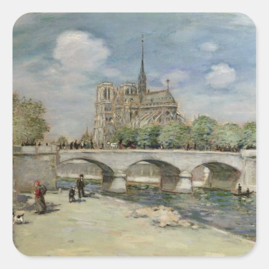 Notre Dame de Paris, c.1900 Quadratischer Aufkleber (Vorderseite)