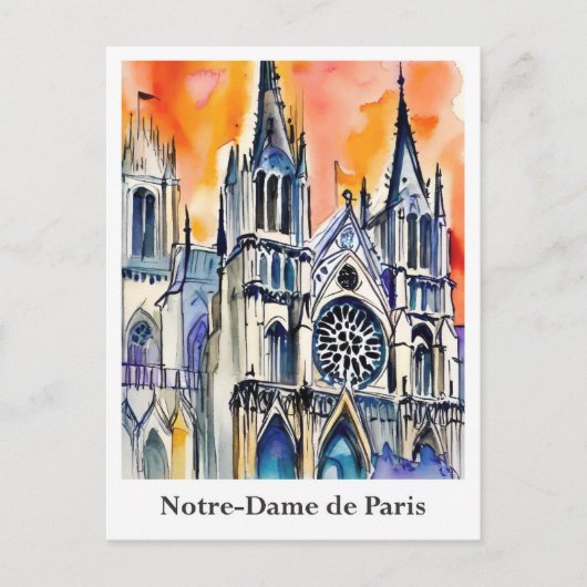 Notre-Dame de Paris Frankreich Wasserfarbenreise Postkarte (Vorderseite)