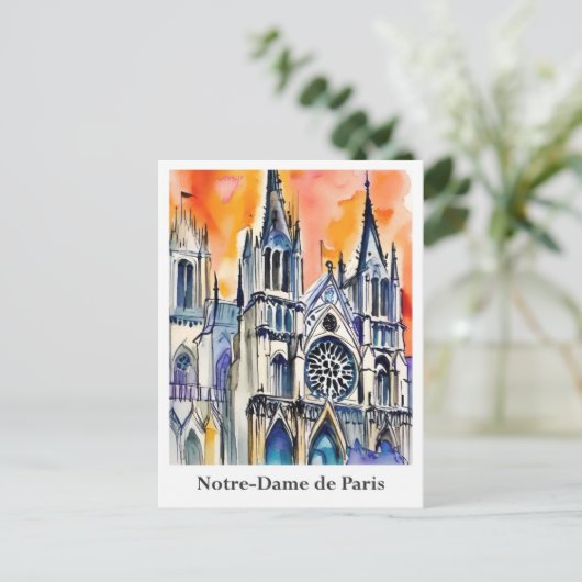Notre-Dame de Paris Frankreich Wasserfarbenreise Postkarte (Stehend Vorderseite)