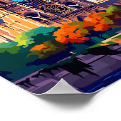 Notre Dame France Vintage Illustration Poster (Ecke)