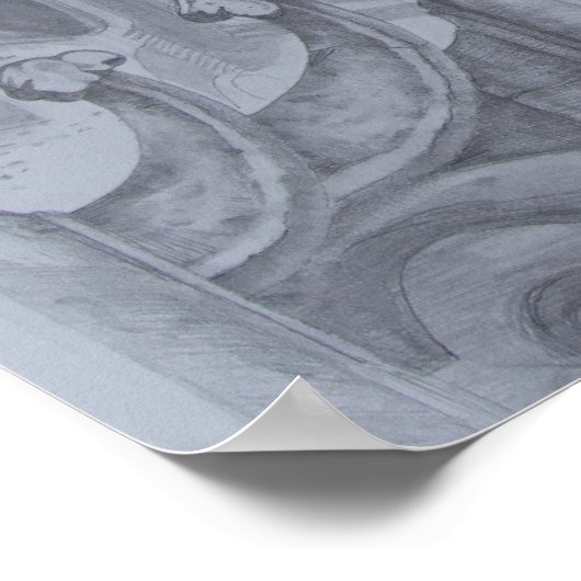 Notre Dame Gargoyle Sketch Poster (Ecke)