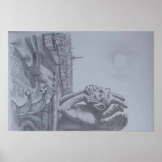 Notre Dame Gargoyle Sketch Poster (Vorne)