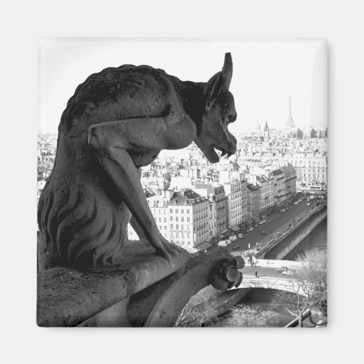 Notre Dame Gargoyle Vintag Print Square Magnet (Vorne)