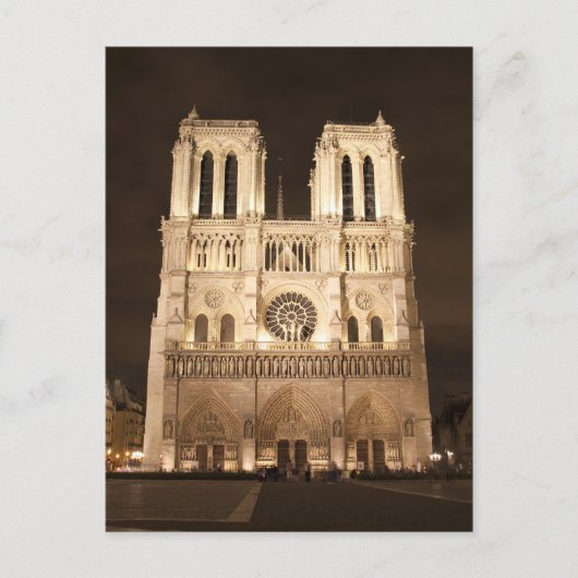 Notre Dame in der Nacht Postkarte (Vorderseite)