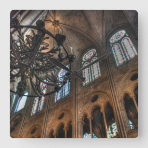 Notre Dame Interior Quadratische Wanduhr