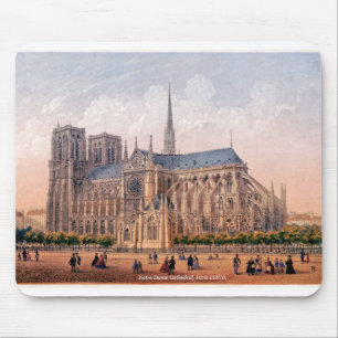 Notre-Dame-Kathedrale 1870 Druck, Paris Frankreich Mousepad