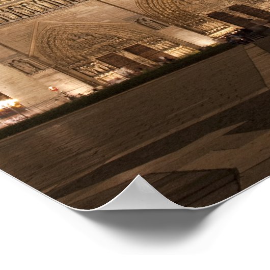 Notre Dame Kathedrale am Abend Poster (Ecke)