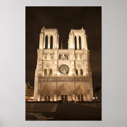 Notre Dame Kathedrale am Abend Poster (Vorne)