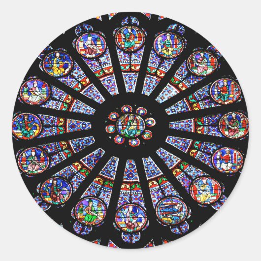 Notre-Dame Kathedrale farbenfroh gestanztes Glas Runder Aufkleber (Vorderseite)