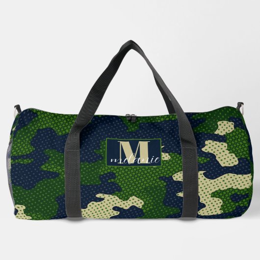 Notre Dame Navy & Gold Warrior Camo Printed Duffle Bag (Rückseite)