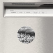 Notre Dame, Paris 4 b&w Magnet (In Situ (Geschirrspüler))