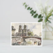 Notre Dame, Paris France Watercolor, 1962 Postkarte (Stehend Vorderseite)
