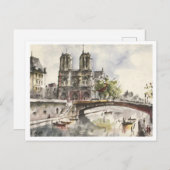 Notre Dame, Paris France Watercolor, 1962 Postkarte (Vorne/Hinten)