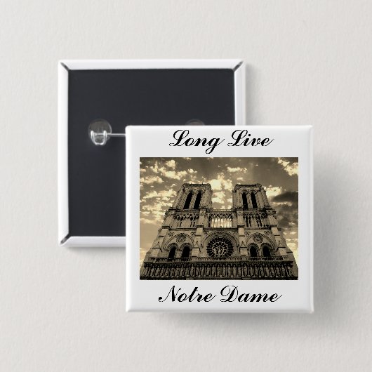 Notre Dame Paris Frankreich Kathedrale Long Live Button (Vorne & Hinten)