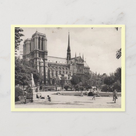 Notre Dame, Paris Vintag Postkarte (Vorderseite)
