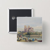 Notre Dame, Paris (w/c auf Papier) Button (Vorne & Hinten)