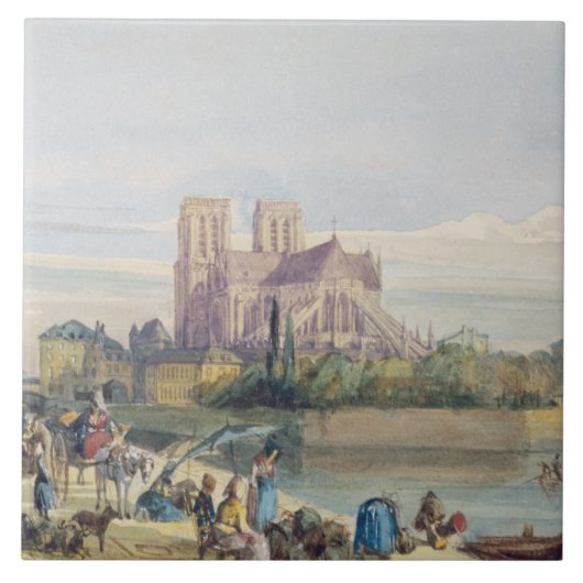 Notre Dame, Paris (w/c auf Papier) Fliese (Vorderseite)