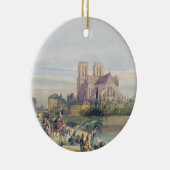 Notre Dame, Paris (w/c auf Papier) Keramik Ornament (Rechts)