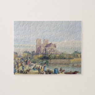 Notre Dame, Paris (w/c auf Papier) Puzzle