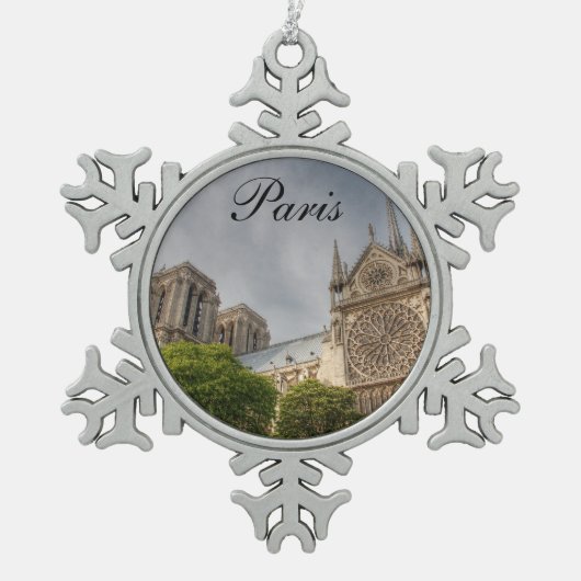Notre Dame Schneeflocken Zinn-Ornament (Vorderseite)