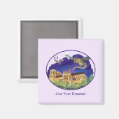 Notre Dame Square Magnet 2 Zoll - Träume (Vorderseite/Rückseite)