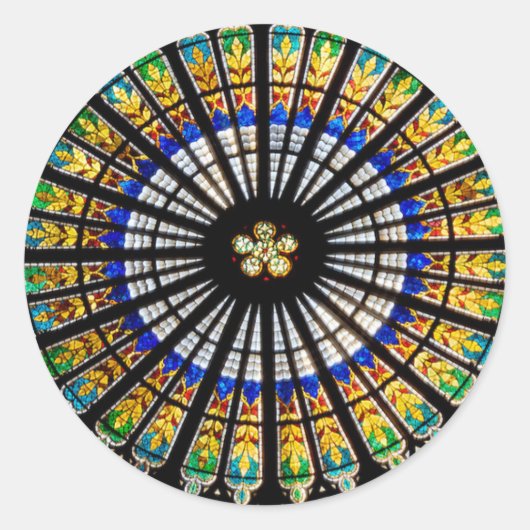NOTRE DAME STAINIERTES GLAS RUNDER AUFKLEBER (Vorderseite)