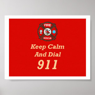 Notrufnummer 911-Plakat für Feuerwehr Poster